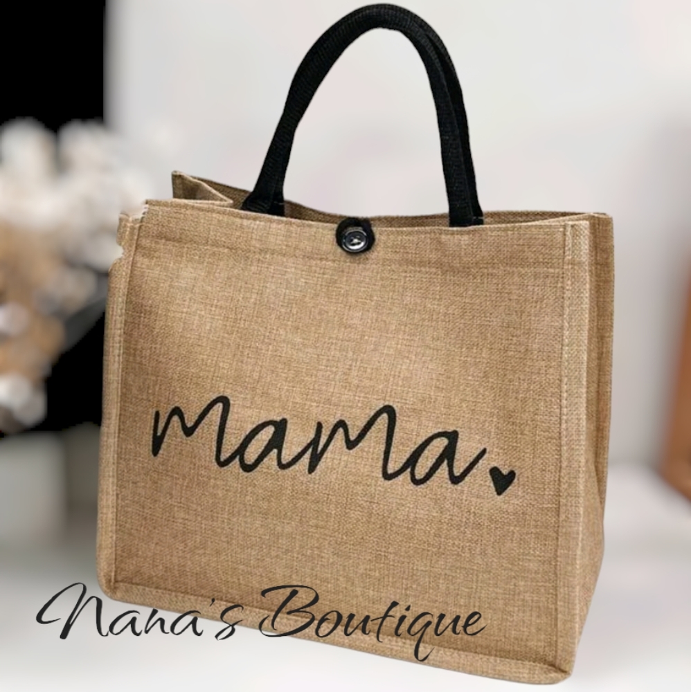 'MAMA' Khaki Linen Mini Tote✨️